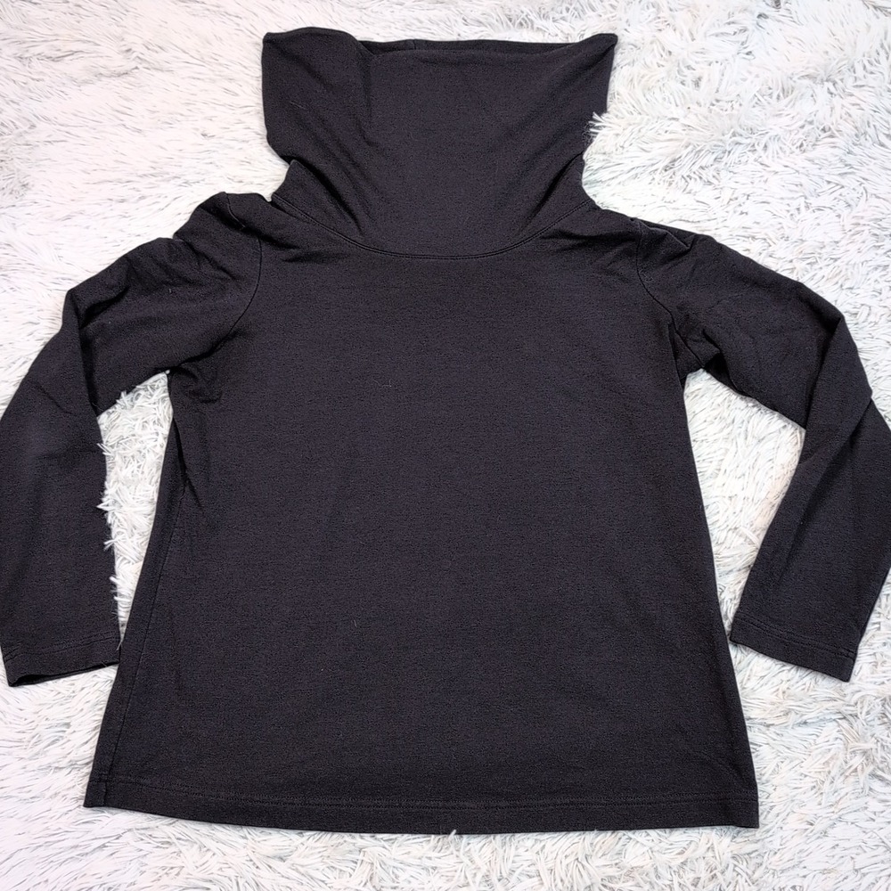 Lands End Sweatshirt M Petite Blue Athletic Funnel Neck Stretch Activewear